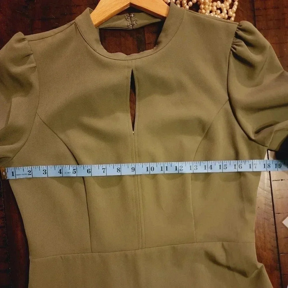 Nanette Lepore women's Keyhole Fit and Flare Olive Dress size 6 NWT - Picture 7 of 13
